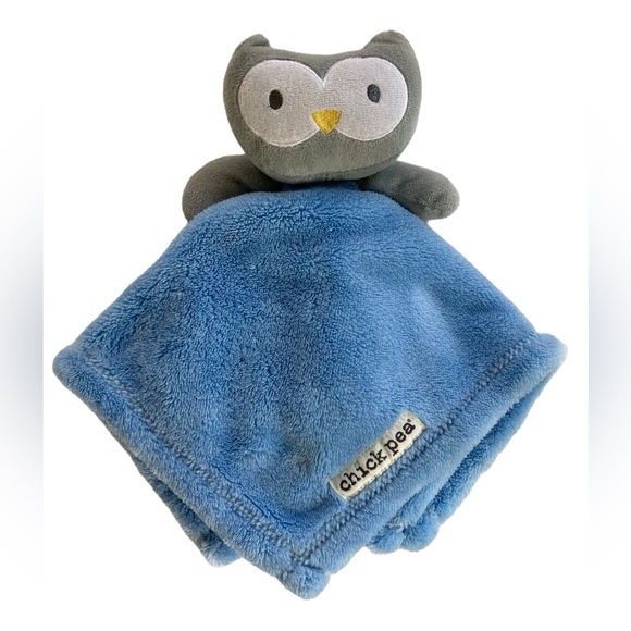 Chick Pea Baby Lovey Gray Owl Plush Blue 2017 Security Blanket 14” - Picture 1 of 9